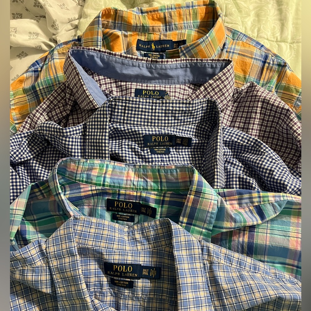 Men’s Polo Ralph Lauren 100% Stretch Long sleeve button down 3XLT - 5 shirts